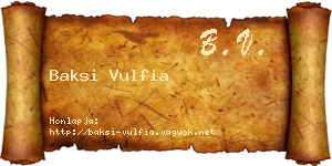 Baksi Vulfia névjegykártya